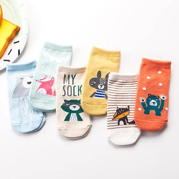 

Baby Socks Spring Autumn Cute Cartoon Animal Printed Cotton Socks for Girls Boys Toddler Anti-Slip Floor Socks For 0-4 Year Old