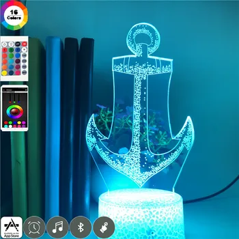 

Ship's Anchor Shape 3d Led Night Light Gifts for Children Birthday Holiday Gifts Party Atmosphere Table Lamp Smart Phone Control