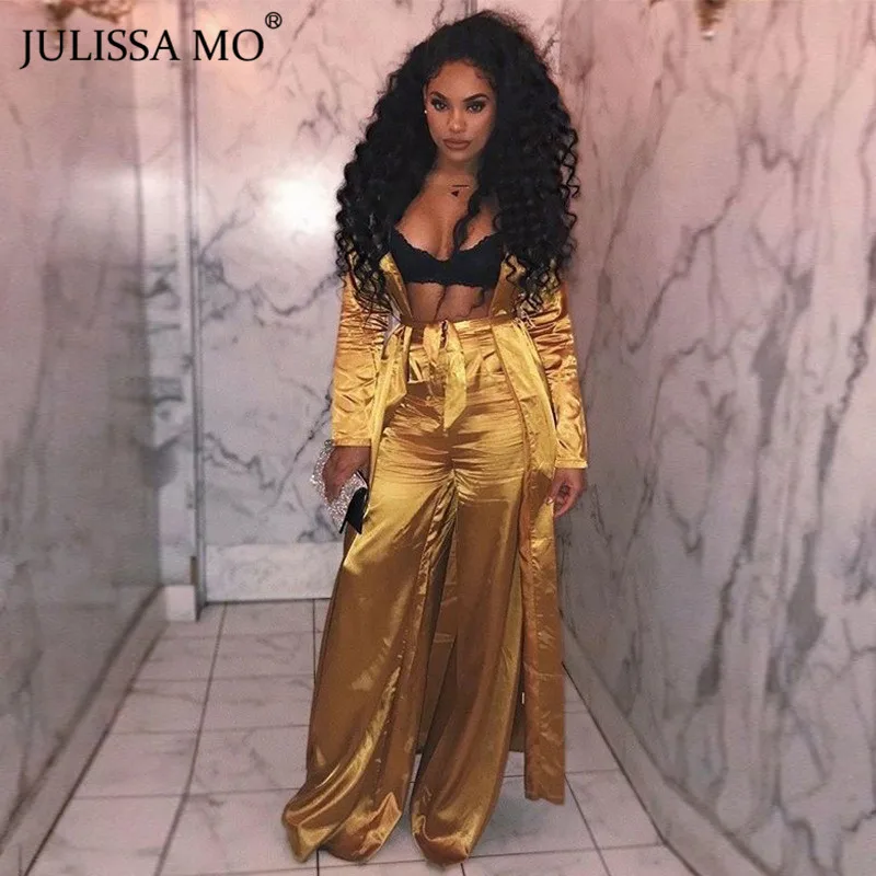 Женский атласный комплект JULISSA MO из двух предметов Повседневный Кардиган