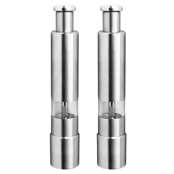 

Salt and Pepper Mill Set, Stainless Steel Salt and Pepper Grinder Durable One Hand Operation Salt and Pepper Mill 2 Pack