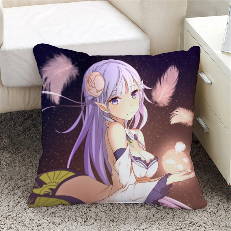 Аниме Re: Zero kara Hajimeru Isekai Seikatsu мультфильм рам и рем двухсторонний чехол для подушки с принтом и внутренняя подушка чехол для подушки