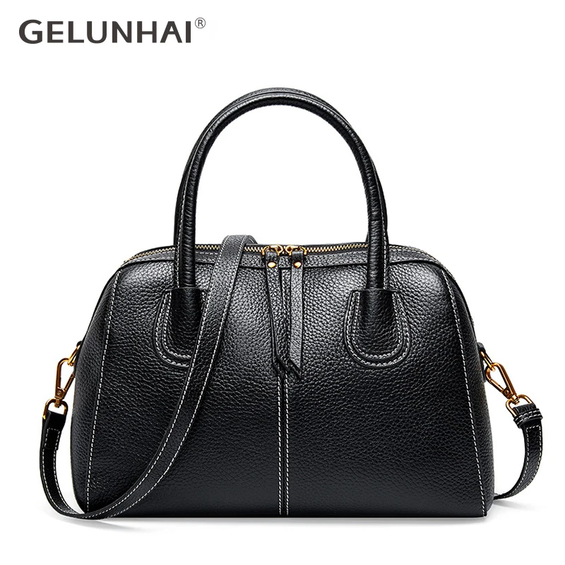 

100% Genuine Leather Boston women's bag pillow bag handbag Top layer leather single shoulder Crossbody bag Brand Travelling bag