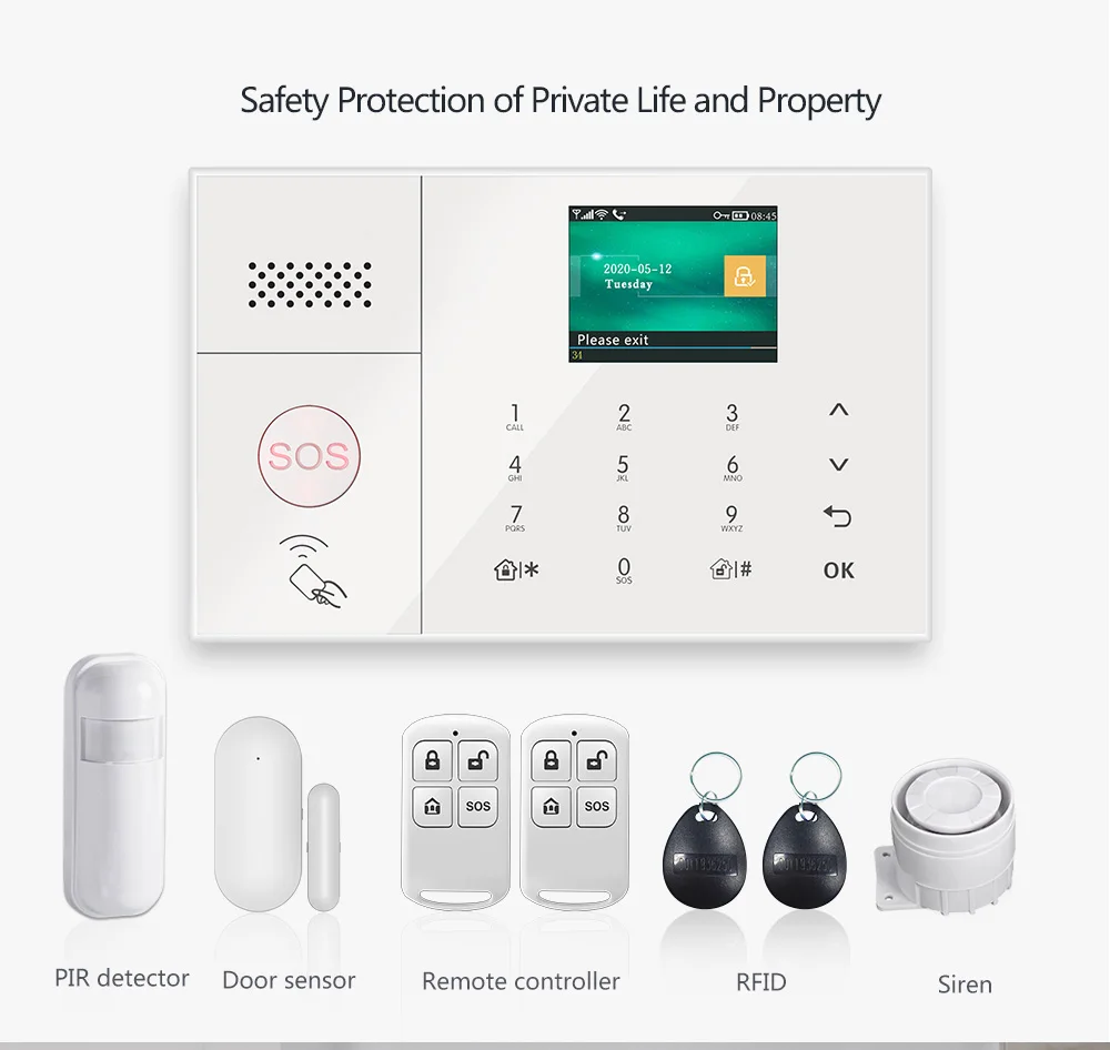 ring keypad siren PGST 3G 4G Wireless Home Alarm Tuya Smart Life Burglar Alarm Kits WiFi Security Alarm System Support Alexa Remote Control home security panic button