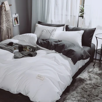

2019 New Bed Sheets Bed Sheets Four-Piece Single Double 1.5m1.8m2.0m Bed Sheet Quilt Cover Pure Color Simple Bedding