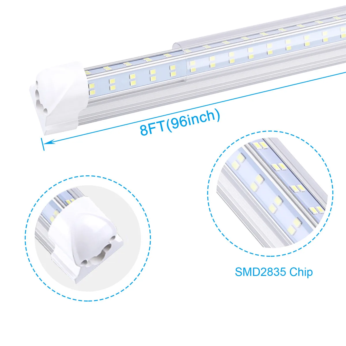 US $351.99 8ft Double Side 4 Rows 120w Led Tube Light Shop Light VShaped Integrate T8 Led Tube Integrated Cooler Door Stock In Us