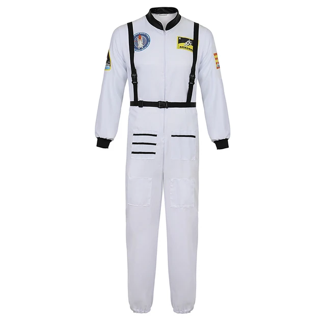 Astronaut Costume for Kids Space Suit Role Play Dress up Costume School Uniforms Cosplay Party White for men
