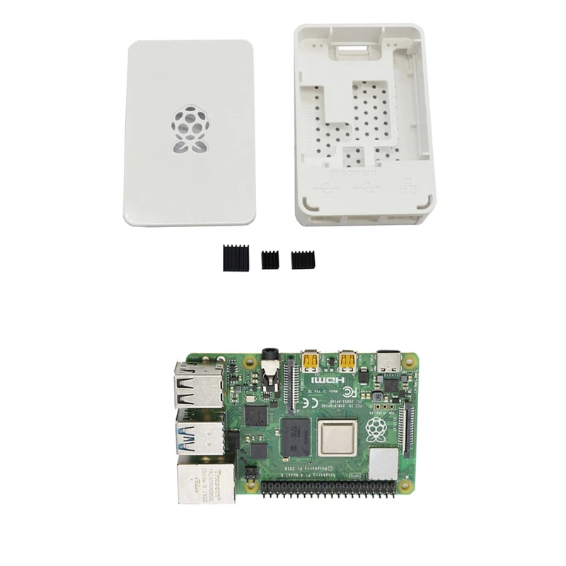 Для Raspberry Pi 4 Модель B 4G ram ABS чехол с черными радиаторами Поддержка 2,4/5,0 ГГц wifi Bluetooth 5,0 для RPI 4 DIY Kit