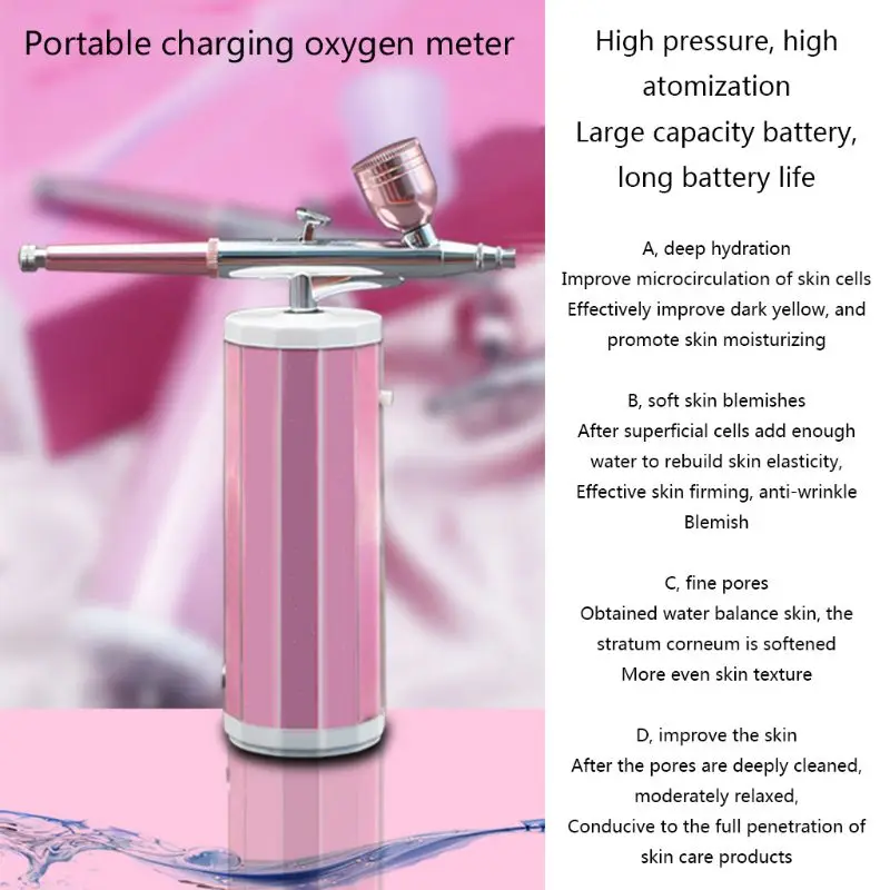Wireless Handheld Nano Oxygen Injecting Apparatus Portable Beauty Instrument Facial Water Replenishing High Pressure Sprayer