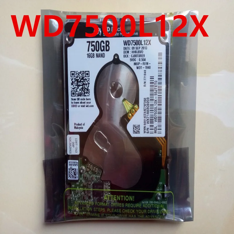 Новый оригинальный SSHD для WD 750GB 2 5 &quot16MB + 16G SATA 5400RPM ноутбука HDD WD7500L12X |