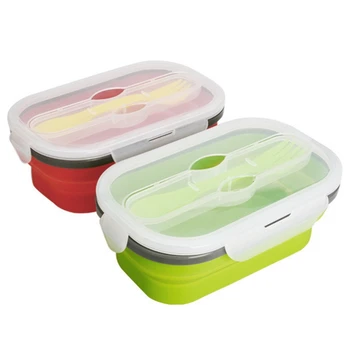 

Silica Gel Folding Lunch Box Portable Lunch Box Conventional Medium Telescopic Salad Box