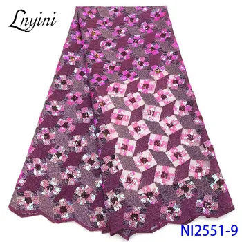 

African Lace Fabric Sequins Lace Fabrics 2020 Embroidered Nigerian Mesh Lace Fabric High Quality French Tulle Lace Fabric NI2551