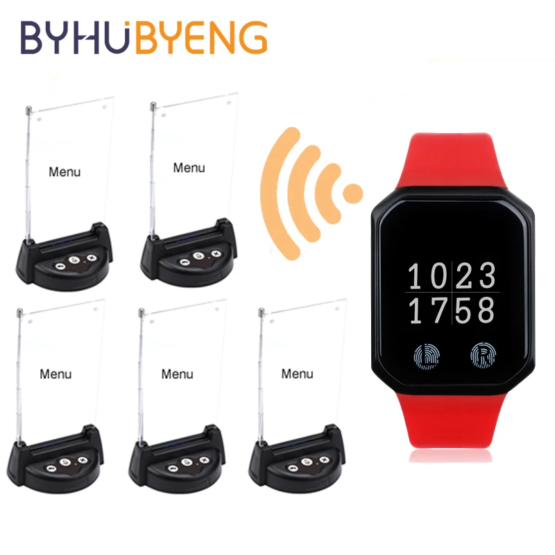 

BYHUBYENG Watch Pager Menu Holder Electronic Call Button For Restaurant Catering Equipment Shop Wireless Waiter Calling System
