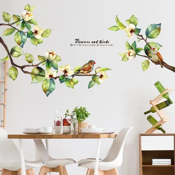 

Large Wall Sticker Living Room TV Background Wall Stickers Fresh Flowers And Birds New Chinese Bedroom Decor Home Decor Posters
