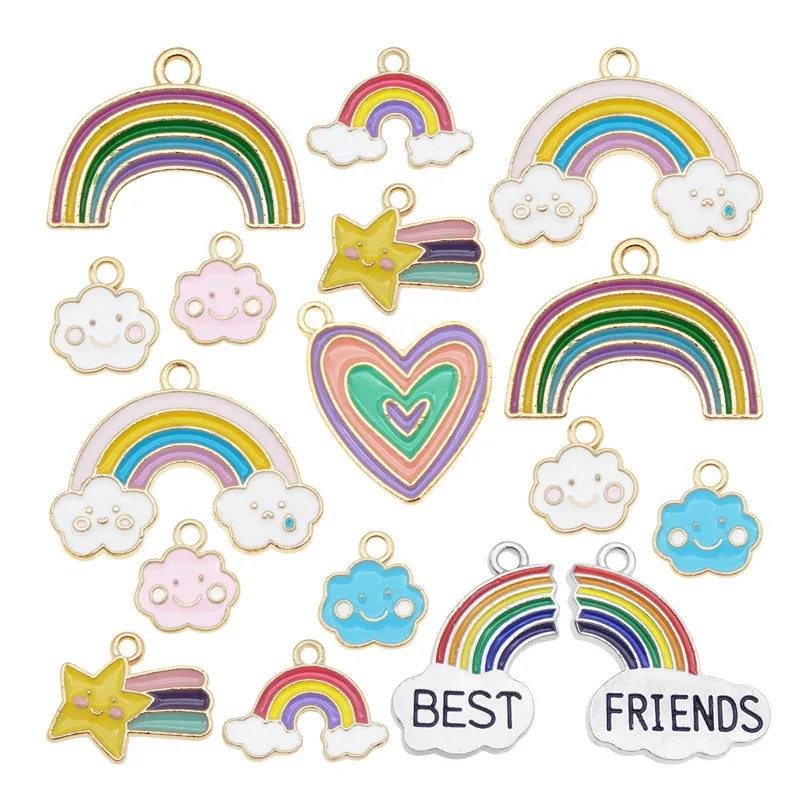 10pcs/lot Mixed Raainbow Charms Creative Star Clouds Lover Hearts Best Friends Letters Jewelry Making Alloy Findings Accessories | Украшения