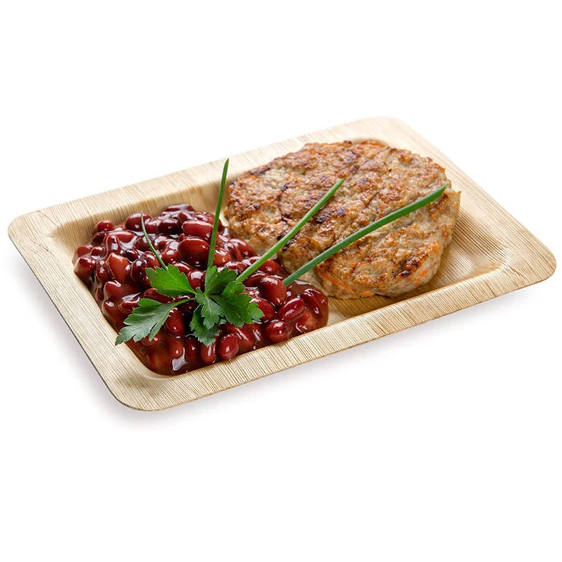 

5 Pieces x Home Party Wedding Supplies Disposable Eco-Friendly Tableware 200*140mm Rectangular Bamboo Leaf Plate
