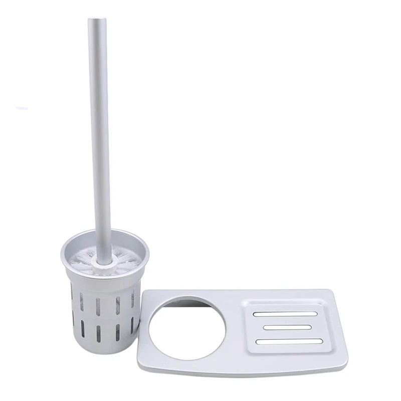 High Quality Wall Mounted Silver Aluminum Alloy Bathroom Toilet Brush Holder America Style Bathroom Accessories