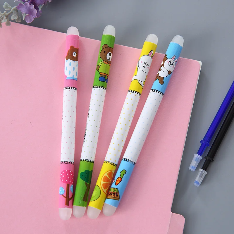 12 Pcs/Set Office Gel Pen 0.5mm Erasable Pen Refill Rod Blue/Black/Red Ink Magic Pen for School Writing Supply Kawaii Stationery
