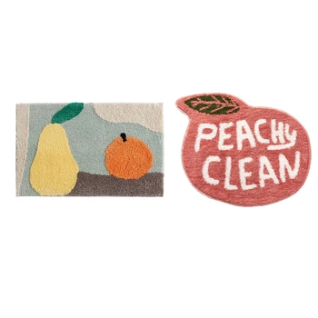 

Fruit Area Rugs Bathroom Carpet Anti Slip Geometric & Fruit Door Mat Water Uptake Non-Slip Doormat Peach