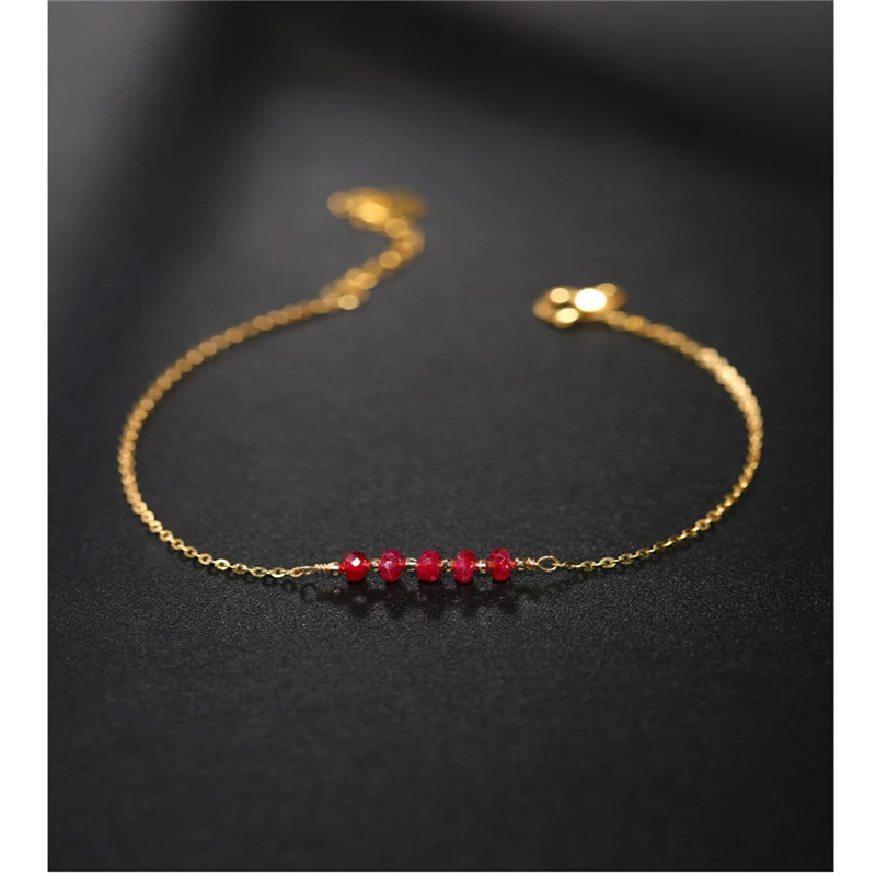 DAIMI pulsera de rubí facetado Simple para mujer, con piedras preciosas para el día de las mujeres, auténtico color amarillo, oro de 18K, regalo de joyería Caibao|Pulseras y brazaletes| - AliExpress