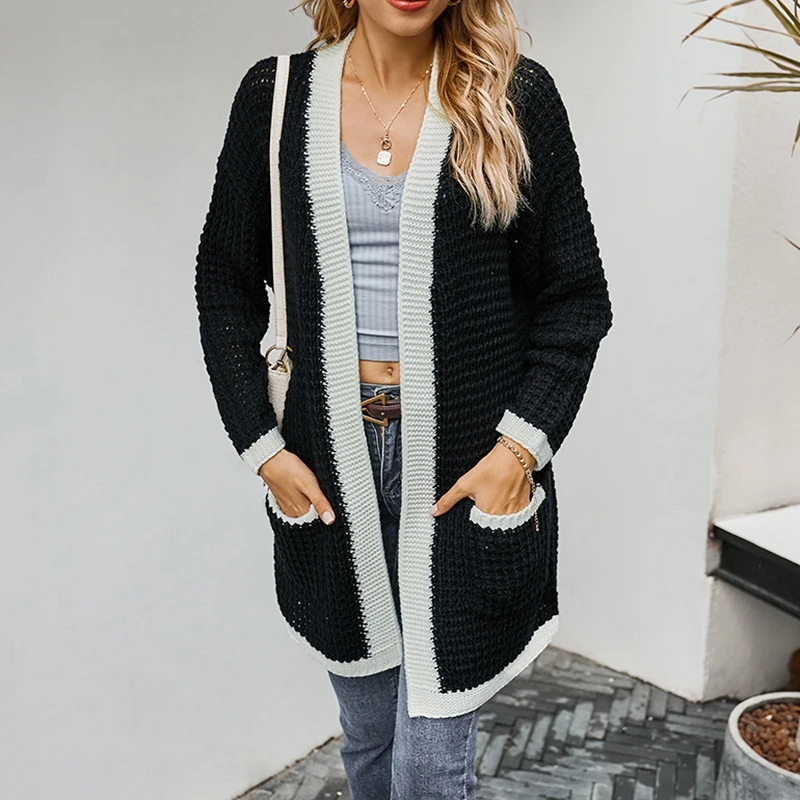 

ROPALIA women Cardian Sweater Long Sleeve Button Sweater Women Casual Long Autumn/winter Cardigan Length Sweater