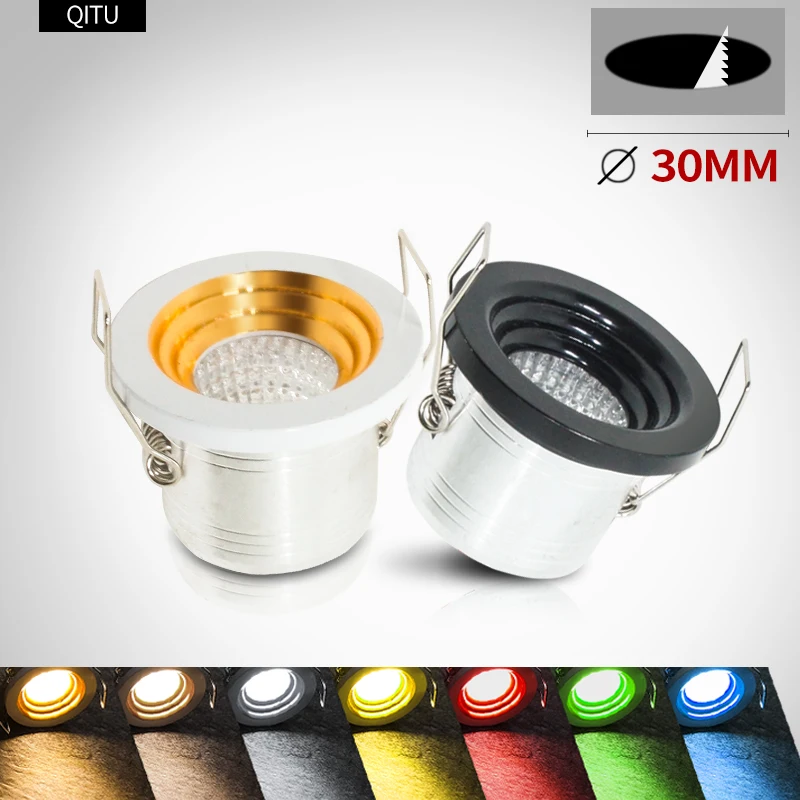 

Mini LED spotlights embedded display cabinet lighting AC85-265V home kitchen ceiling 1W small light red / blue / yellow / green