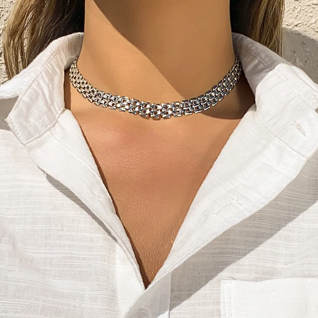 Exaggerated Cuban Chunky Thick Chain Necklace Women High Quality Big Iron Metal Silver Color Necklace Neck Jewelry Steampunk Men Silver Color 7