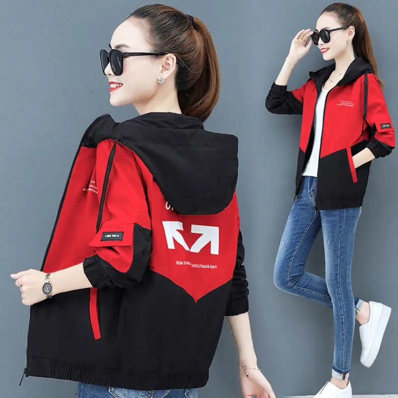 2022 New Autumn Women\'s Jackets Causal Hooded Windbreaker Famale Basic Coat Zipper Lightweight Jacket Outwear