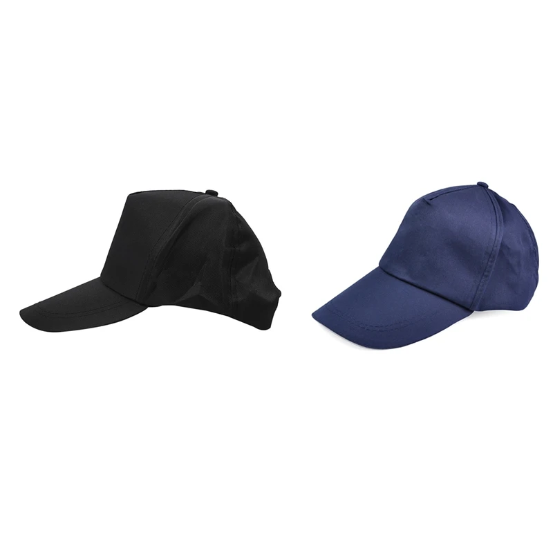 

2Pcs Baseball Cap Adjustable Classic Cotton Summer Sun 5 Panel Men Lady Sport Leisure - Black & Navy Blue