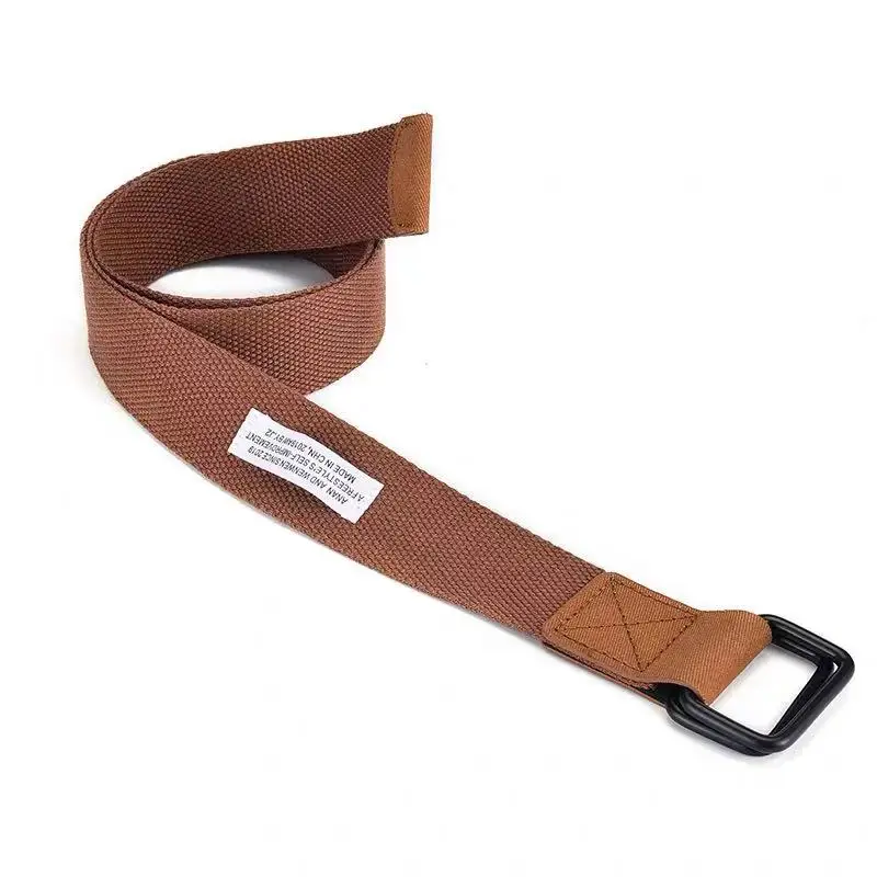 

Unisex Waist Belt Black/Brown Canvas Double Loop Buckle Woven Canvas Belt Wide Alloy Jeans Pants Belt For Men Women Cummerbunds