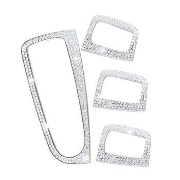 

4 Pcs Car Bling Crystal Silver Window Control Switch Button Covers Stickers for Mercedes Benz C Class W205 GLC