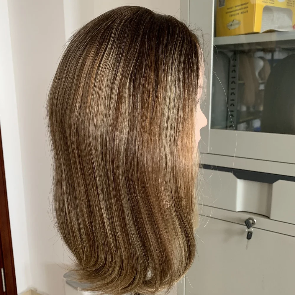 Gorgeous European virgin hair 100% Swiss lace Top Jewish Wig Kosher Wigs  Brown color with highlights In Stock Free Shipping|Jewish Wigs| - AliExpress