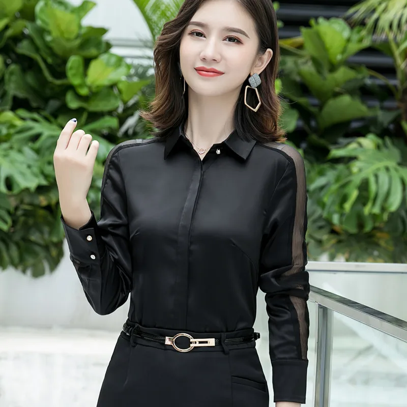 Fashion women shirt Spring autumn New temperament long sleeve formal slim satin blouses office ladies plus size work tops