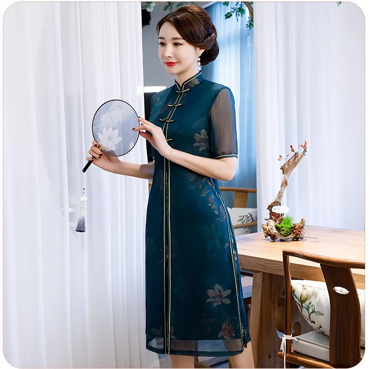 SHENG COCO Plus Size 4XL Vietnam Slik Qipao Loose Cheongsam Dress Woman Satin Cheongsam Two-Piece Modern Evening Ms Clothing