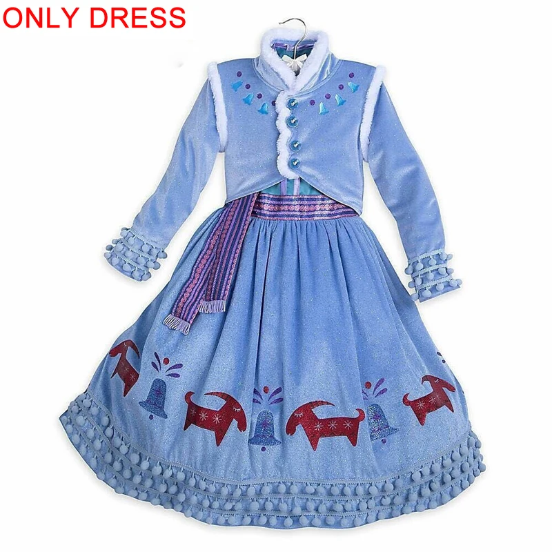 anna only dress Новинка года; платья Анны и Эльзы платье принцессы для девочек Карнавальный костюм Эльзы для детей; платье Снежной королевы и Эльзы; 2 платья Вечерние платья на Хэллоуин для девочек - Цвет: anna only dress