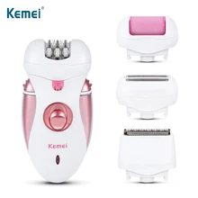 KEMEI 4 в 1 перезаряжаемый эпилятор для волос, депилятор для тела, Женская бритва, Женская электрическая машинка для бритья волос, Женская эпиляция