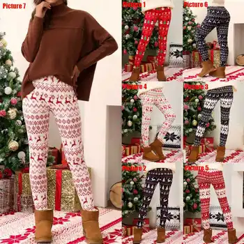 

2020 Fashion Legging Women Fashion Christmas Print Bottoms Winter Warm Pants Casual Skinny Elastic Fitness Legging Plus Size 5XL