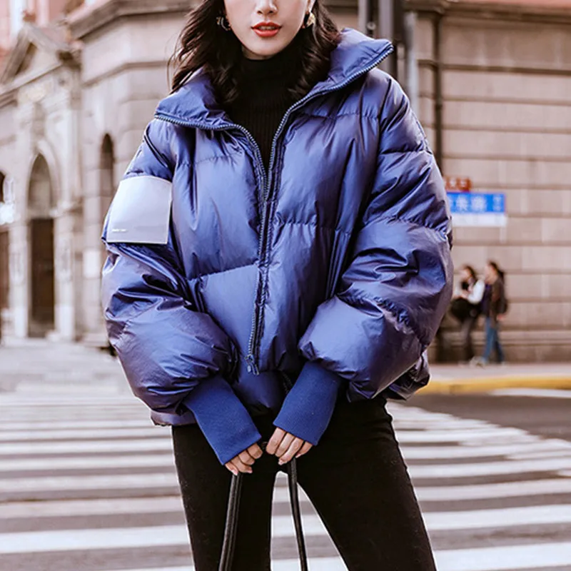

Women's Winter Short Parka Plus Size 3XL Padded Down Loose Jacket Parkas Female 2019 Windproof Warm Fashion Women Bright Coat