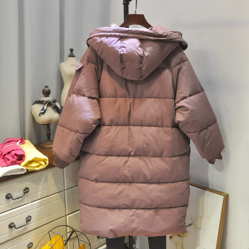 

Korean-style Casual Winter New Style Versatile Large Pocket Hooded Mid-length Long Sleeve Cotton Overcoat 605