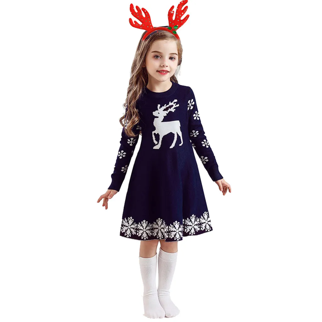 ARLONEET 2pcs Infant baby girls Christmas Xmas Crochet Knit Princess Party Dress long sleeve Santa Dress+Hairband Outfits CO23
