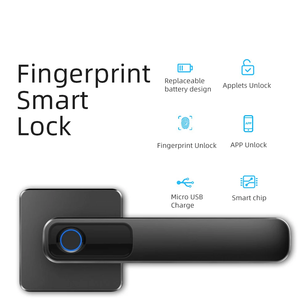 

Smart Fingerprint Door Lock Unlocked by Fingerprint/ APP Left or Right Open Digital Electronic Lock for Home Office Hotel