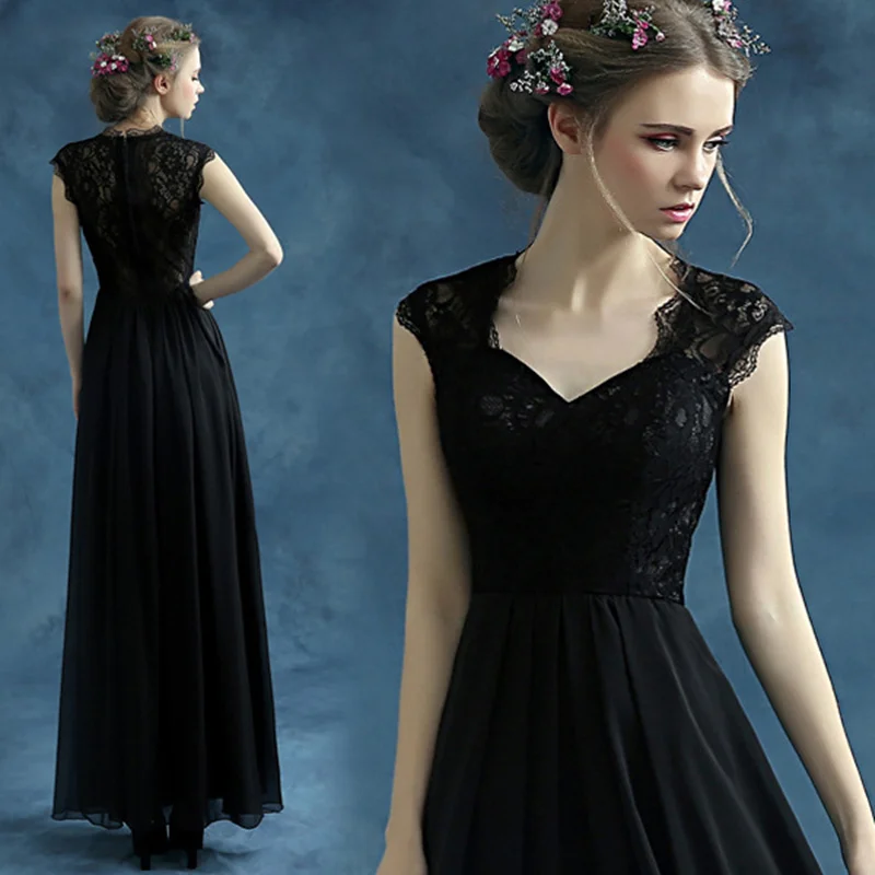 

Lace Evening Dress Gown New Formal Evening Dress Floor Length Black Party Long Evening Dress
