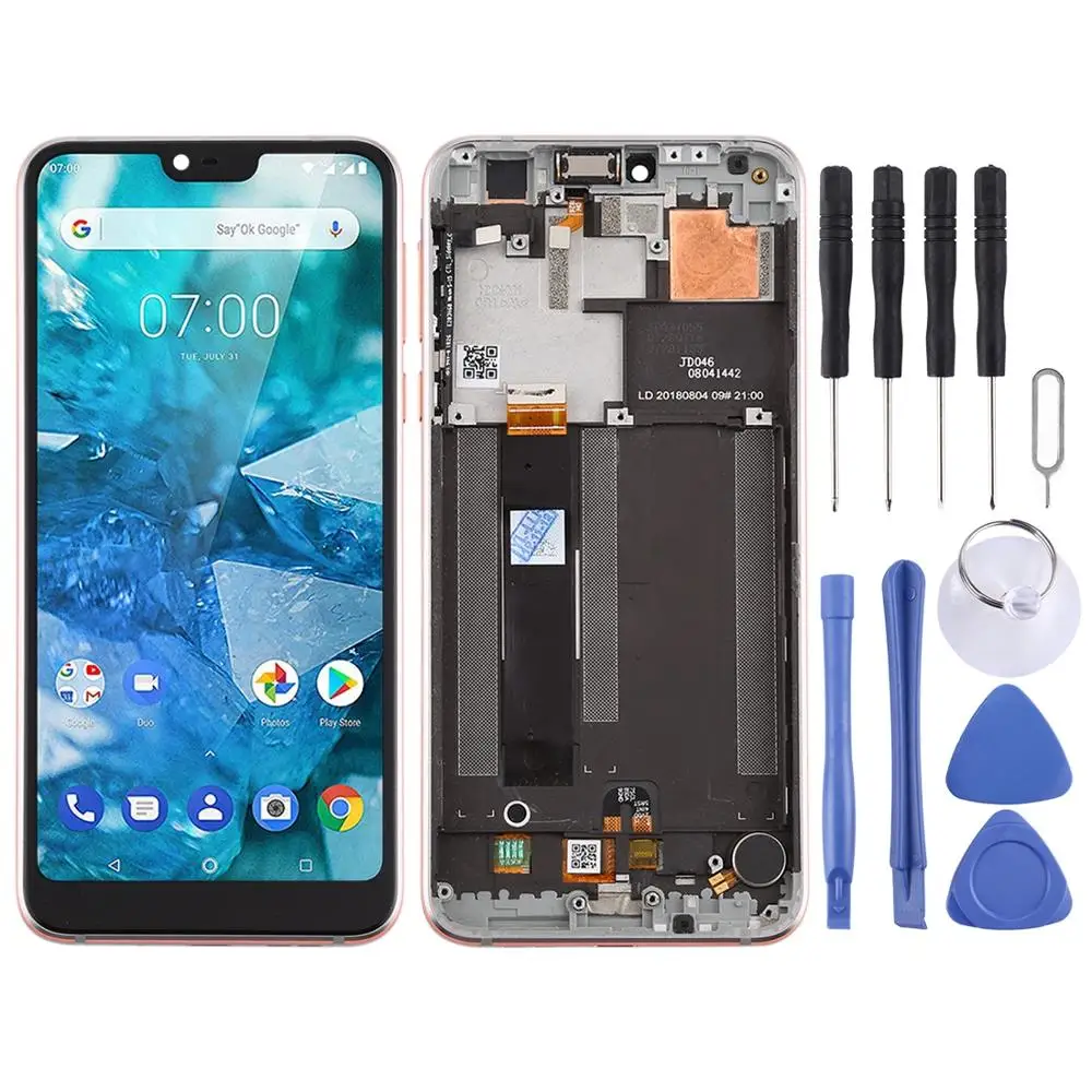 Schermo Lcd E Digitizer Assemblea Completa Con Telaio Per Nokia 7.1 Ta-1100 Ta-1096 Ta-1095 Ta-1085 Ta-1097
