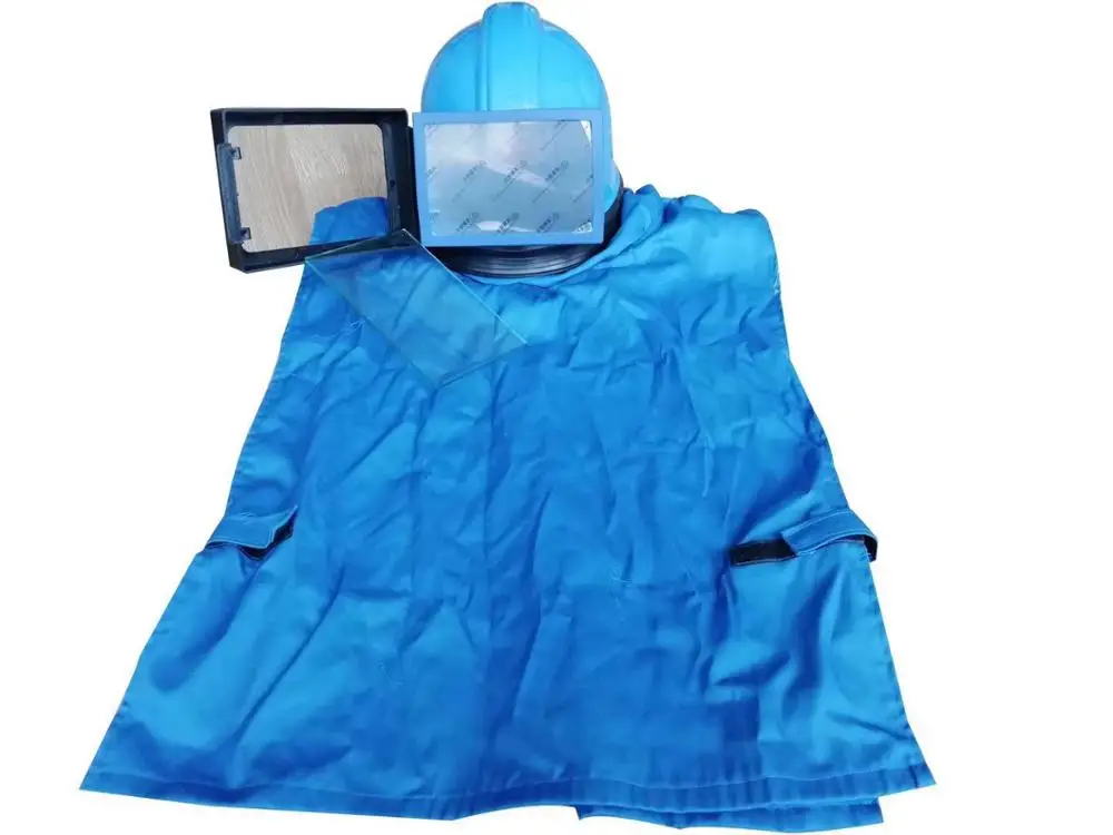 

HOLDWIN Blue sandblaster hood blasting helmet with shoulder protective face hood