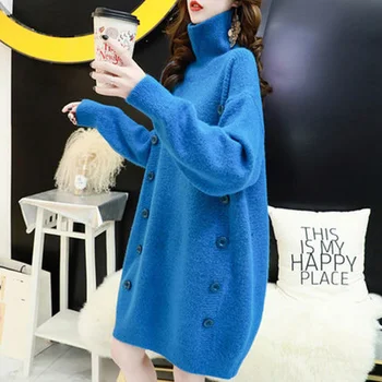 

2020 New Autumn And Winter Net Red Turtleneck Women's Mid-length Loose Lazy Wind Bottoming Shirt Women