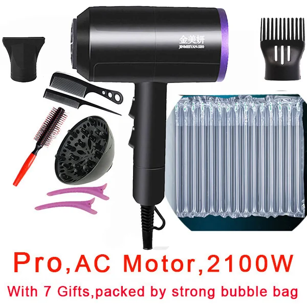 Black with 7 gifts 2000 Вт Профессиональный салонный фен для волос 2 в 1 горячая и холодная воздушная щетка Фены Фен для волос сильный ветер горячий Фен - Цвет: Black with 7 gifts