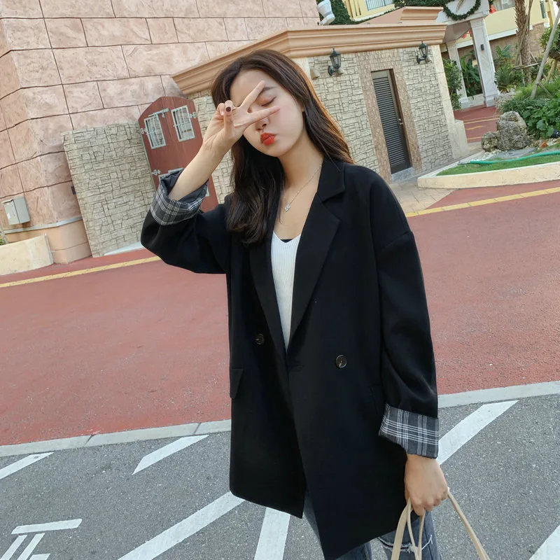 

Short-height Popular Suit Women's 2019 Spring New Style Korean-style Loose Casual Small Suit Student Suit Coat