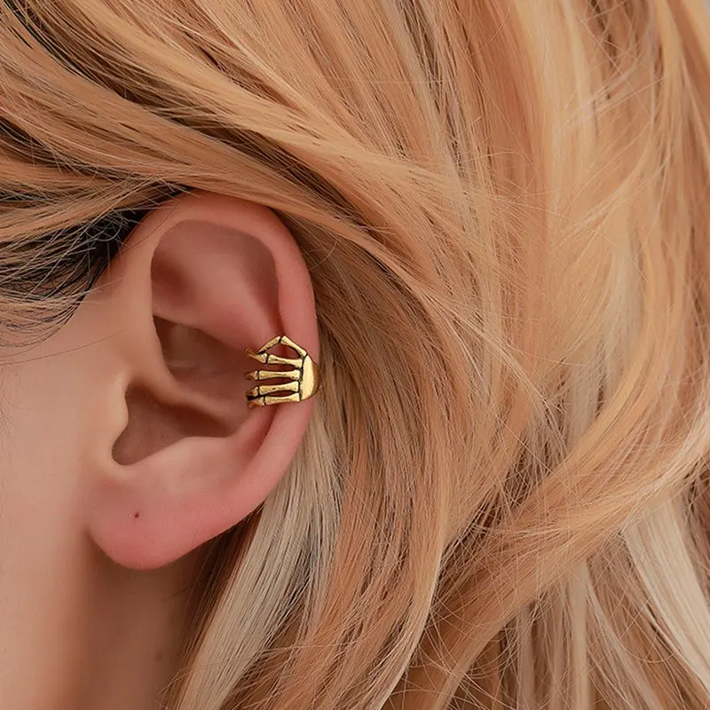 

Vintage metal ear clips Skull palm fashion punk style ear clips men women without ear piercing ear clip jewelry