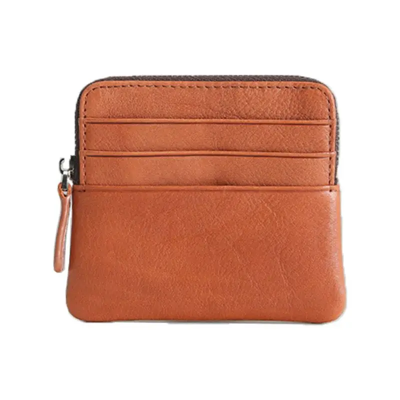 Vintage Men's Leather Wallet Pocket Mini Purse ID Credit Card Change Bag - Цвет: Коричневый