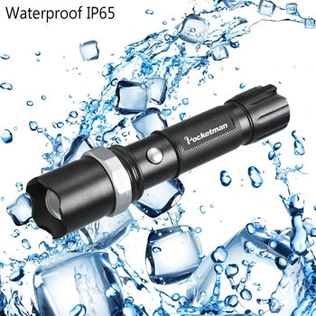 

Aluminum Waterproof Zoomable Led Flashlight Torch Tactical light AAA 18650 Rechargeable Battery Portable Ultra Bright XM-L T6