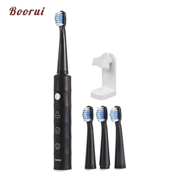 

Electric Toothbrush Holder USB Rechargeable Adult Timer 3 Mode with 4Replacement Tooth Brush Heads Sonic Toothbrush Black